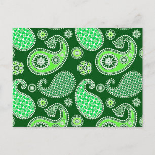 Cartão Postal Padrão paisley, esmeralda e verde-jade