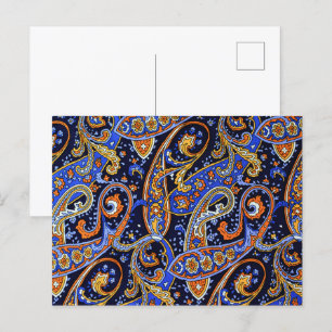 Cartão Postal Padrão Paisley Vintage, Desenho Floral Persa