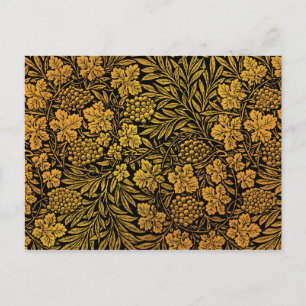 Cartão Postal padrão popular de William Morris, Floral Dourado