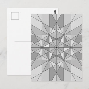 Cartão Postal Padrão retro de triângulo mosaico preto cinza bran