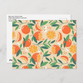 Cartão Postal Padrão Retroativo da Fruta de Citros Laranja