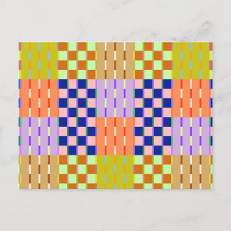 Cartão Postal Padrão Retroativo Geométrico Verificado Minimalist