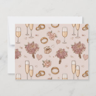 Cartão Postal Padrão Romântico de Casamento Perfeito