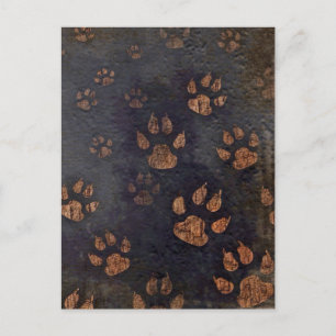 Cartão Postal Padrão Rustic Black Paw