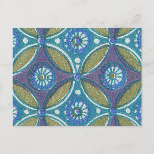 Cartão Postal Padrão Rustic Blue and Green Designer Egípcio
