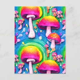 Cartão Postal Padrão sem costura de cogumelo