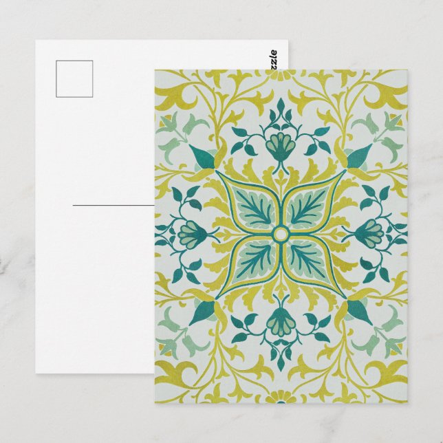 Cartão Postal Padrão sem costura de teto William Morris em verde (Frente/Verso)