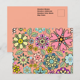 Cartão Postal Padrão Sem Fios do Retro-Flor da Estação primavera