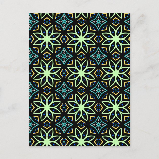 Cartão Postal Padrão Simétrico Floral Invisível (Frente)