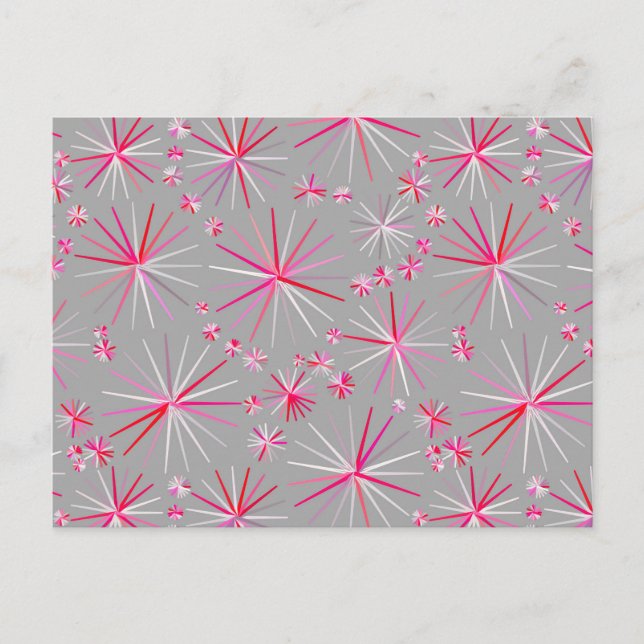 Cartão Postal Padrão Sputnik de meio século, Cinzas e Fuchsia (Frente)