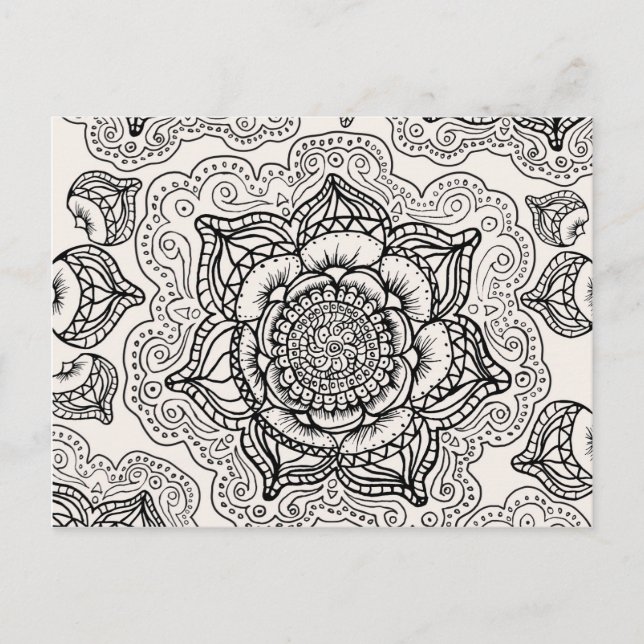 Cartão Postal Padrão Super Mandala Preto e Branco (Frente)