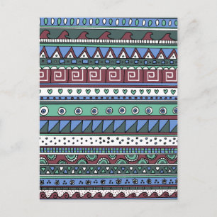 Cartão Postal Padrão tribal azul