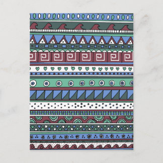 Cartão Postal Padrão tribal azul