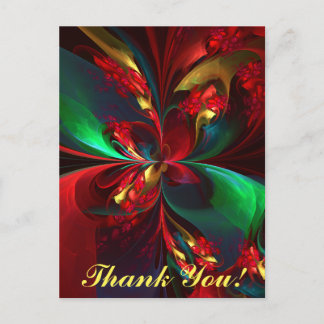 Cartão Postal Padrão Verde Vermelho Abstrato Floral Moderno #11