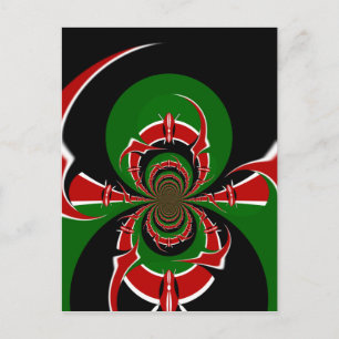 Cartão Postal Padrão Vibrante da Bandeira do Quênia: Uma Arte Po