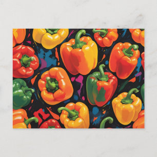Cartão Postal Padrão Vibrante de Pimentão Dinâmico