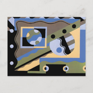 Cartão Postal Padrão Vintage Art Deco Pochoir Jazz Cubismo