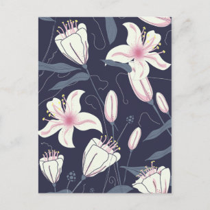 Cartão Postal Padrão Vintage Flowers