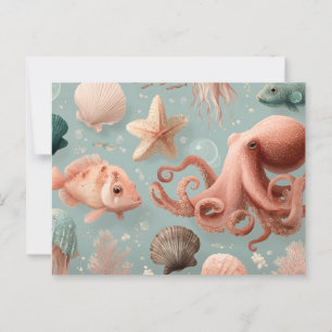Cartão Postal Padrão Whimsical Marine Life