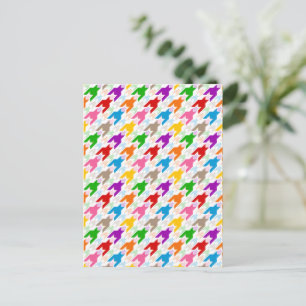 Cartão Postal Padrão Xadrez Colorido Branco