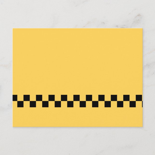 Cartão Postal Padrão xadrez de táxi amarelo (Frente)