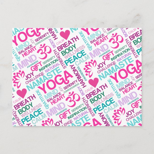 Cartão Postal Padrão YOGA Rosa, Namaste, Paz e Harmonia (Frente)