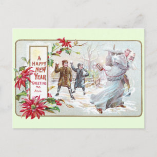 Cartão Postal Padre Time Pelado com Bolas de Neve