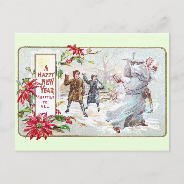 Cartão Postal Padre Time Pelado com Bolas de Neve (Frente)