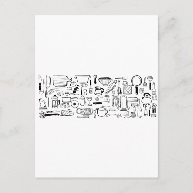 Cartão Postal Padrões Coloridos de Cozinha (Frente)