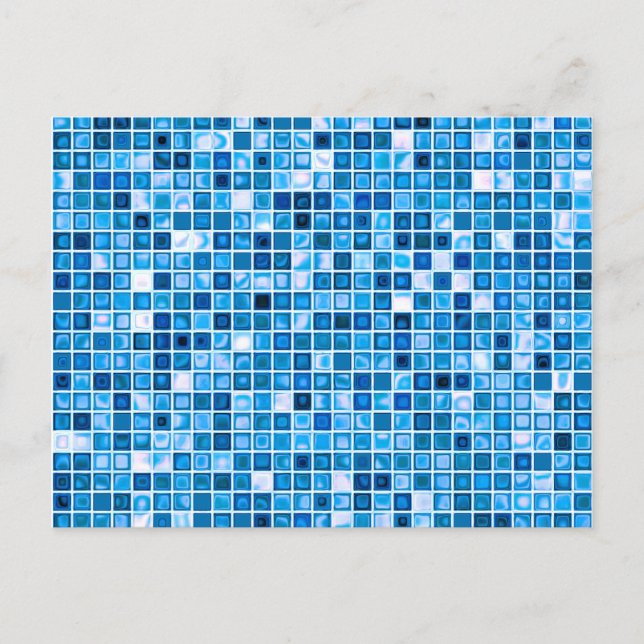 Cartão Postal Padrões De Azulejos De Mosaico Azul 'Watery' (Frente)