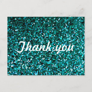 Cartão Postal Padrões de Brilho Obrigado Brilho Azul Glittery
