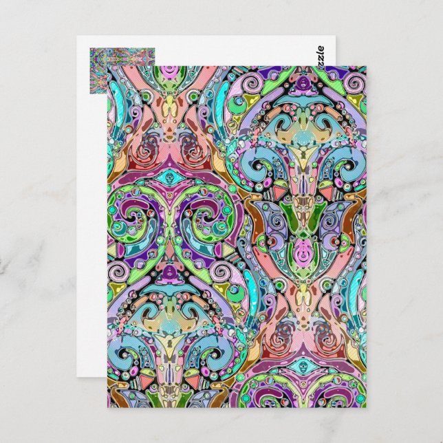 Cartão Postal Padrões De Mão E Digitalmente Pintados Artigo 10º (Frente/Verso)