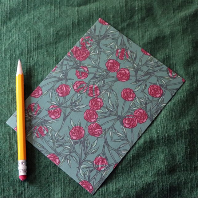 Cartão Postal Padrões de padrões rosa Rosas Flores de arte (Criador carregado)