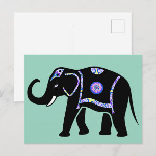 Cartão Postal Padrões Decorativos Abstratos de Elefante Animal