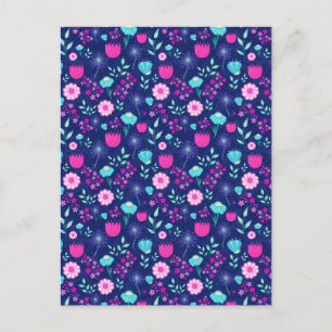 Cartão Postal Padrões florais bonitos
