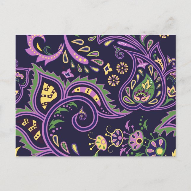 Cartão Postal Padrões florais decorativos (Frente)