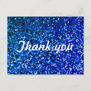 Cartão Postal Padrões Luminosos Obrigado Neon Blue Sparkle