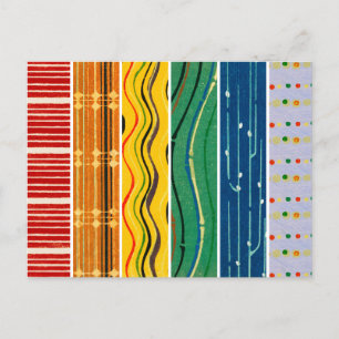 Cartão Postal Padrões Têxteis do Bloco de Madeira Japonês