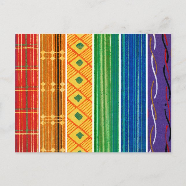 Cartão Postal Padrões Têxteis do Bloco de Madeira Japonês (Frente)