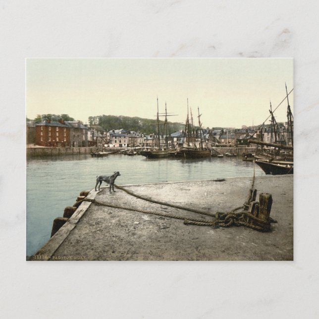 Cartão Postal Padstow Quay, Cornwall, England c.1895 (Frente)