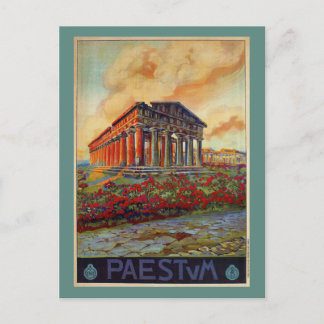 Cartão Postal Paestum antigo templo grego viagem italiano