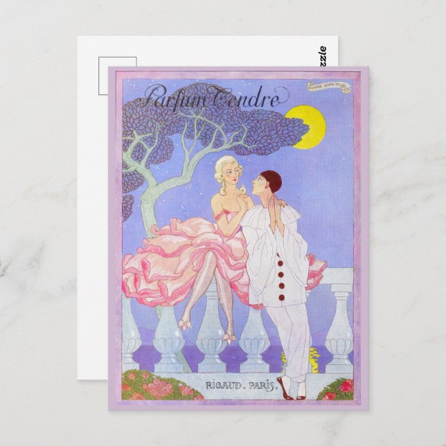 Cartão Postal Pafum Tendre por George Barbier (Frente/Verso)