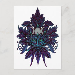 Cartão Postal Pagan Green Man Triple Moon Wiccan Deus