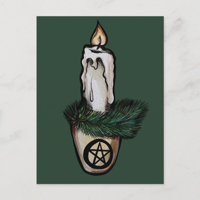 Cartão Postal Pagan Yule Candle wicca (Frente)