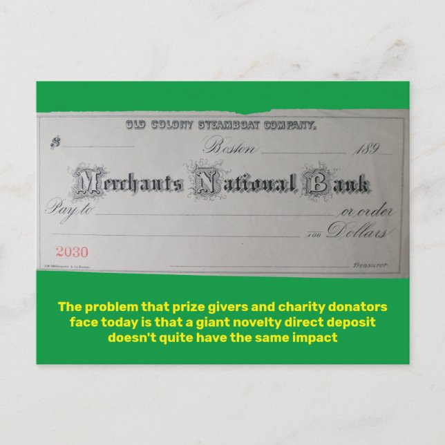 Cartão Postal Pagar ao portador a pedido (Frente)