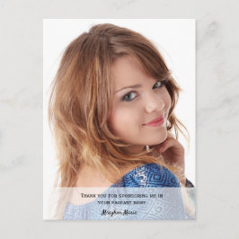 Cartão Postal Pageant Sponsor Obrigado Foto
