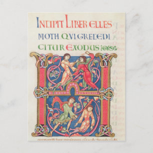 Cartão Postal Página da Bíblia de Winchester, c.1150-80