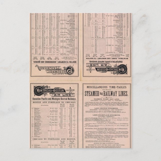 Cartão Postal Página de texto Linha aérea de Montreal e Boston (Frente)