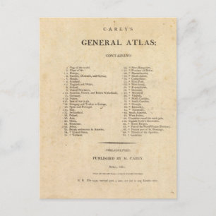 Cartão Postal Página de Título Atlas geral de Carey