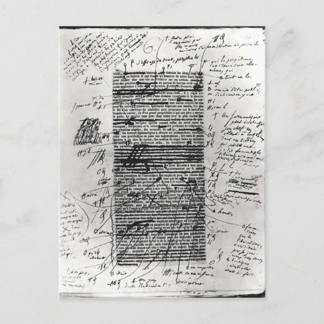 Cartão Postal Página de uma obra de Balzac (Frente)